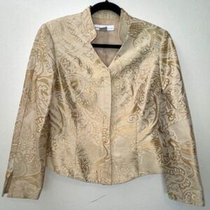 David Warren Pants Suit gold/beige Silk Blend Paisley sz 8